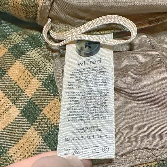 Wilfred Jallade High-Waisted Belted Textured Twill Pants - Green Plaid - 10 - Picture 5 of 8